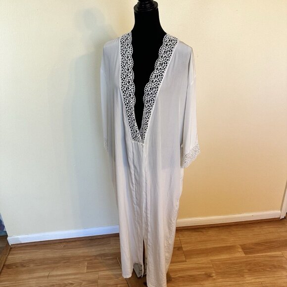 Vintage Judith Hart White Long Womens Robe Medium Crochet Maxi Elegant - Picture 2 of 13